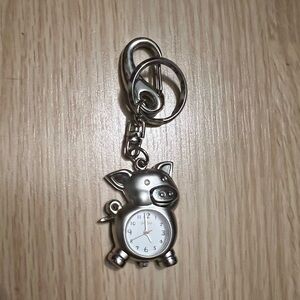 LIKE NEW! Silver Pig Keychain Bag Watch J-Axis Japan Mov’t B.W.